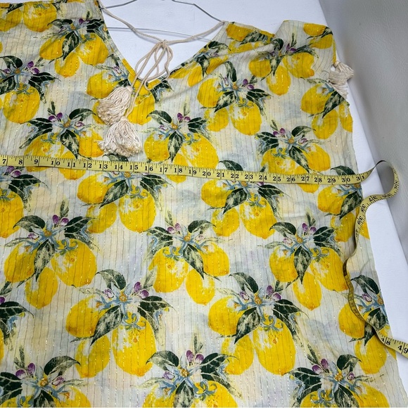 GIANNI BINI Lemon Print Cover-Up TUNIC with Tassels SIZE XL - Picture 3 of 7